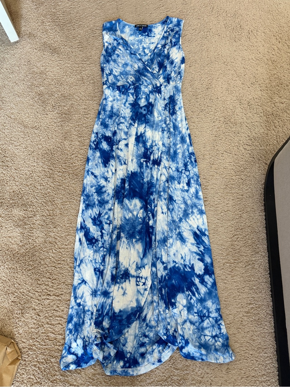 Cable & Gauge Blue and White Tie-Dye Maxi Dress